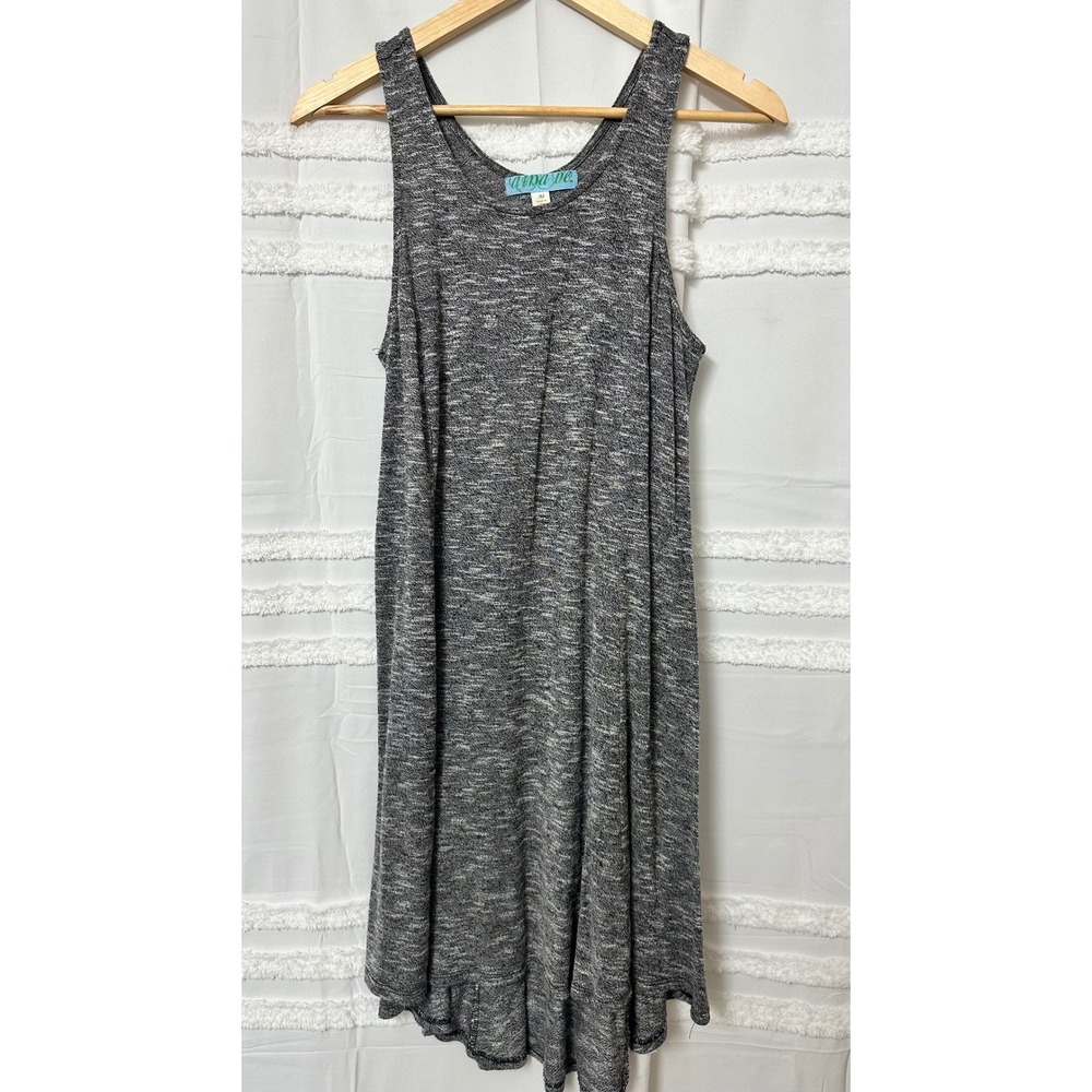 Ana De Womens Grey Marl Knit Sleeveless Swing Dress Medium High Low Hem - Picture 1 of 7